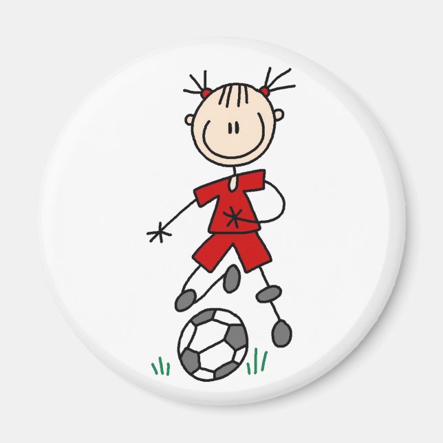 Red Girl Soccer Player Magnet (Front)