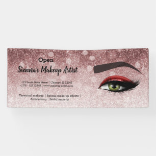 Red glam lashes eyes   makeup artist banner