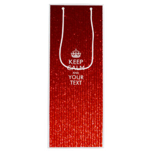 Red Glamour Keep Calm Personalized text Wine Gift Bag