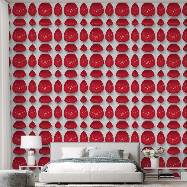 Red Glass Clock Paperweight   Wallpaper (Bedroom)