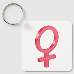 Red glass female gender sign keychain