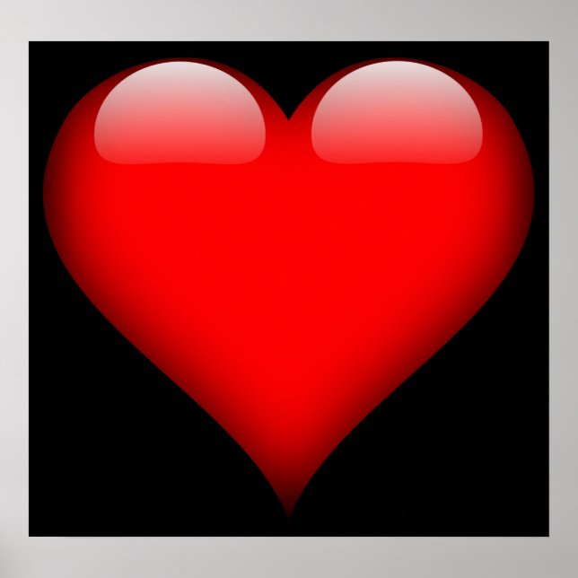 Red Glass Heart Customizable Poster (Front)