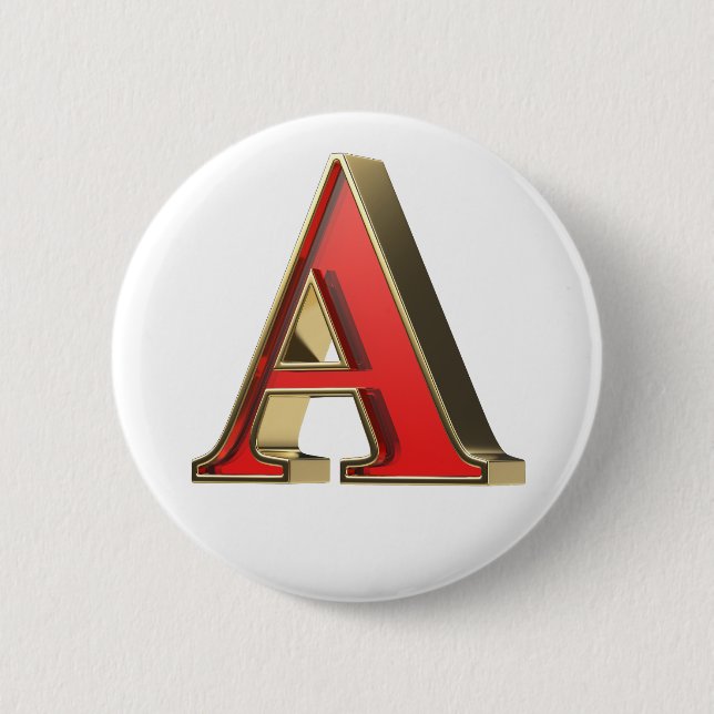 Red glass letter A 2 Inch Round Button (Front)