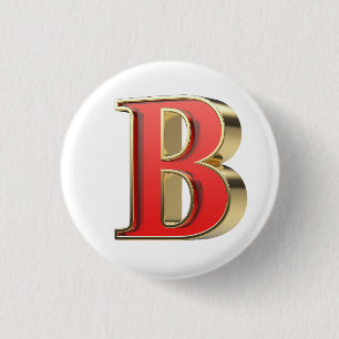 Red glass letter B 1 Inch Round Button