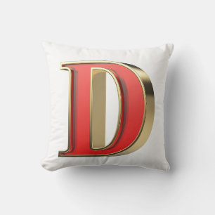Red glass letter D Throw Pillow