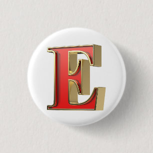 Red glass letter E 1 Inch Round Button