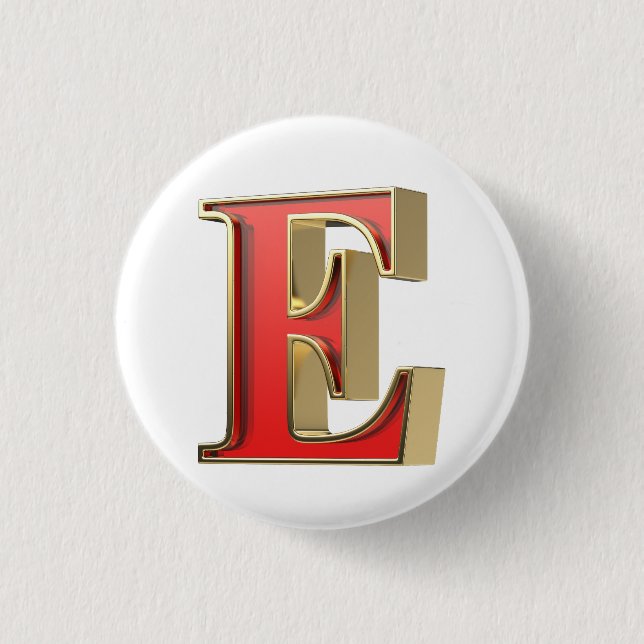 Red glass letter E 1 Inch Round Button (Front)