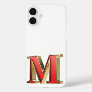 Red glass letter M  iPhone 16 Plus Case