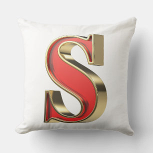Red glass letter S Throw Pillow