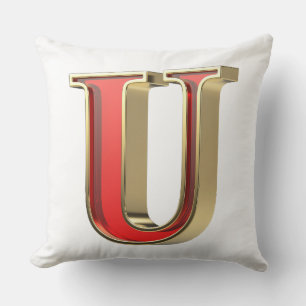 Red glass letter U Throw Pillow