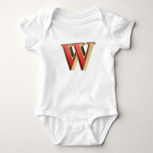 Red glass letter W Baby Bodysuit