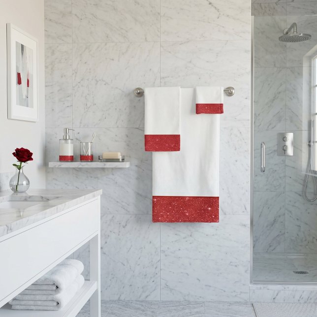 Red glitter accent bath towel set (Creator Uploaded)