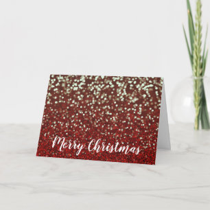 Red Glitter and Bright Lights Christmas Card