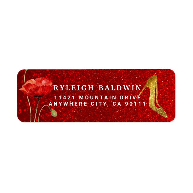 Red Glitter And High Heels Return Address Label (Front)
