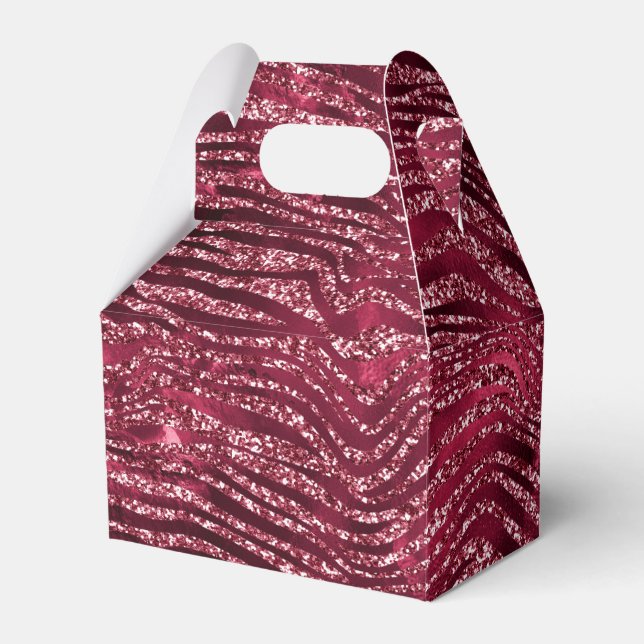 Red Glitter Animal Print Favour Box (Front Side)