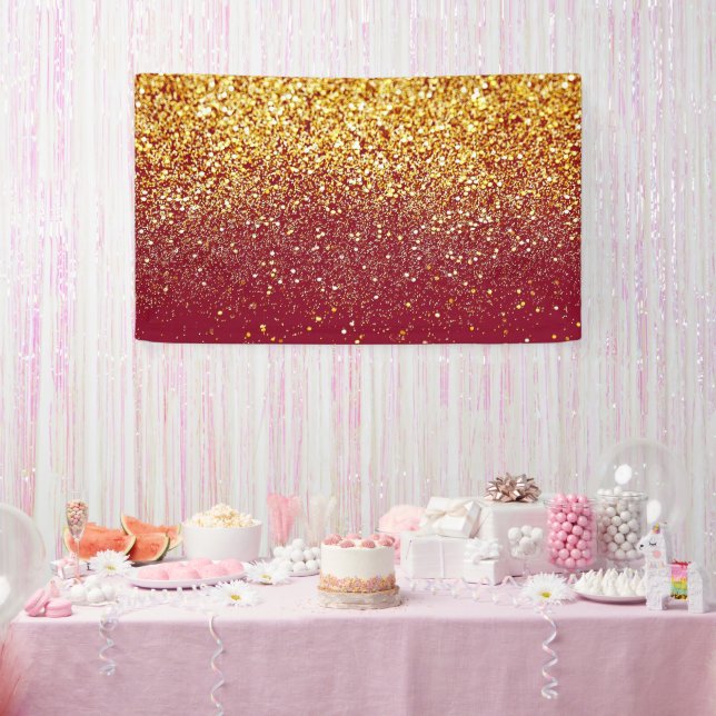 Red Glitter Backdrop Birthday Backdrop Gold Spots  Banner (Party)