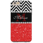 RED GLITTER BLACK CHEVRON STRIPES MONOGRAM