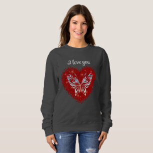 Red glitter butterfly sweatshirt