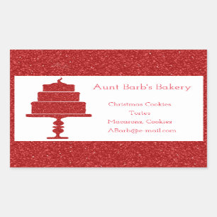 Red Glitter Cake Bakery Sticker