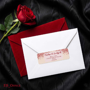 Red Glitter Champagne Elegant Return Address
