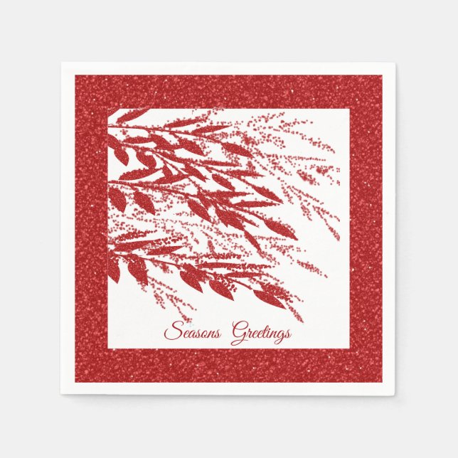 Red Glitter Christmas Berry Napkin (Front)