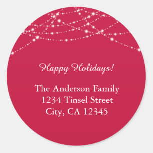 Red & Glitter Christmas Holiday Address Labels