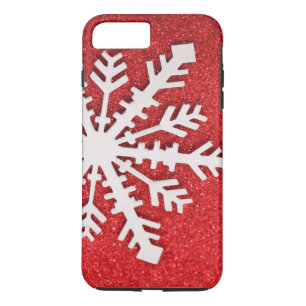 Red Glitter Christmas Sparkles Barely Snowflake Case-Mate iPhone Case