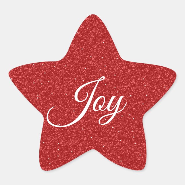 Red Glitter Christmas Star Sticker (Front)