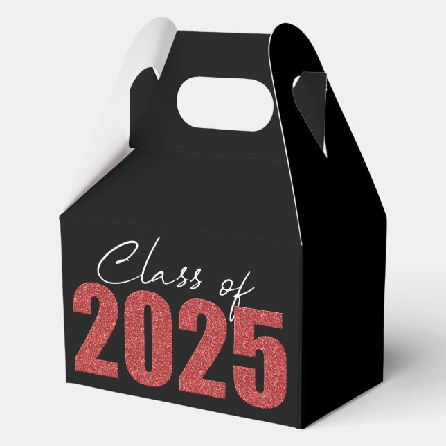 Red Glitter Class of 2025 Favor Box (Front)
