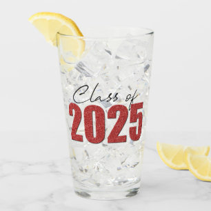 Red Glitter Class of 2025 Glass