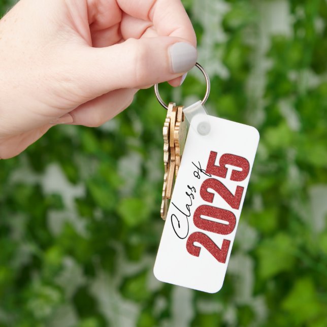 Red Glitter Class of 2025 Keychain (Hand)