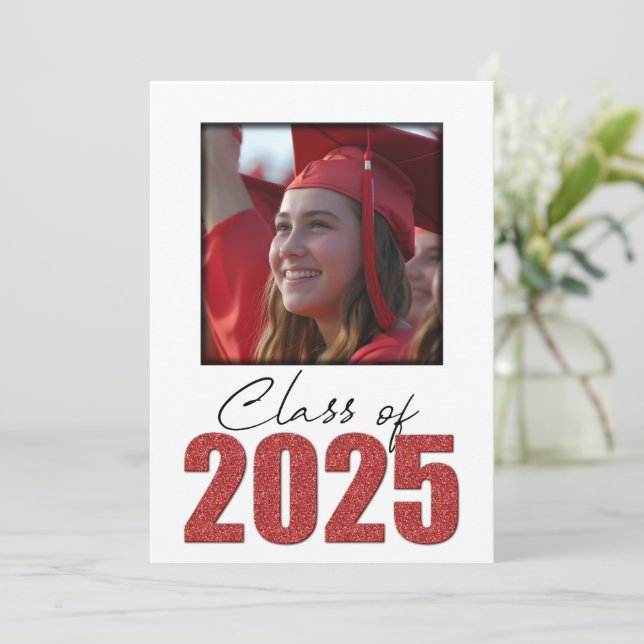 Red Glitter Class of 2025 Photo Announcement (Standing Front)