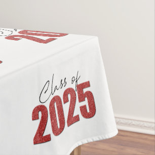 Red Glitter Class of 2025 Tablecloth