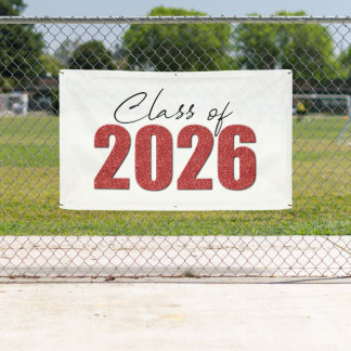 Red Glitter Class of 2026 Banner