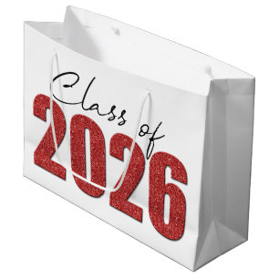 Red Glitter Class of 2026 Large Gift Bag