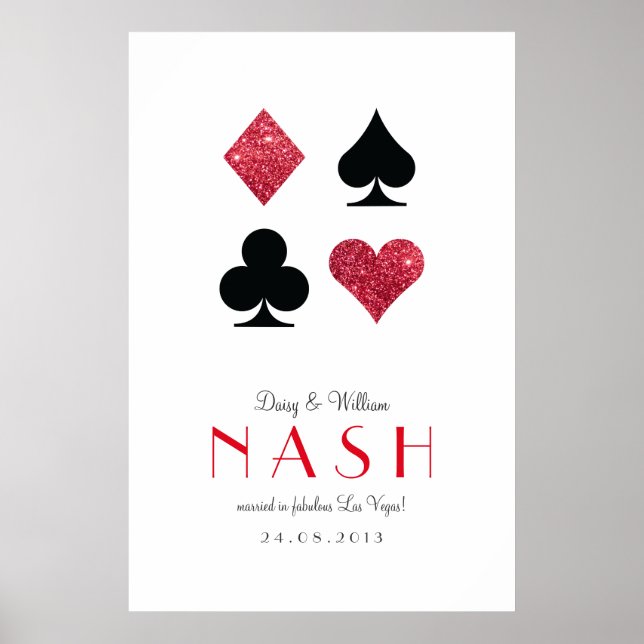 Red Glitter Destiny Las Vegas Wedding Anniversary Poster (Front)