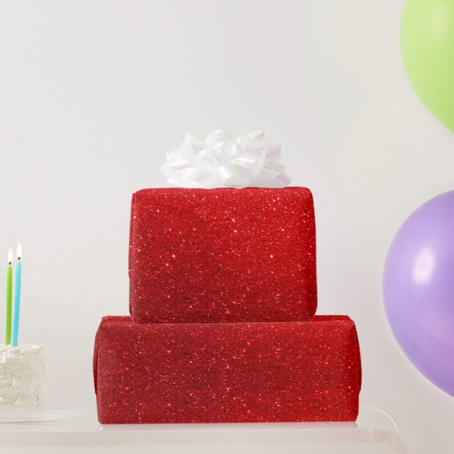 Red glitter effect wrapping paper for Christmas (Party Gifts)