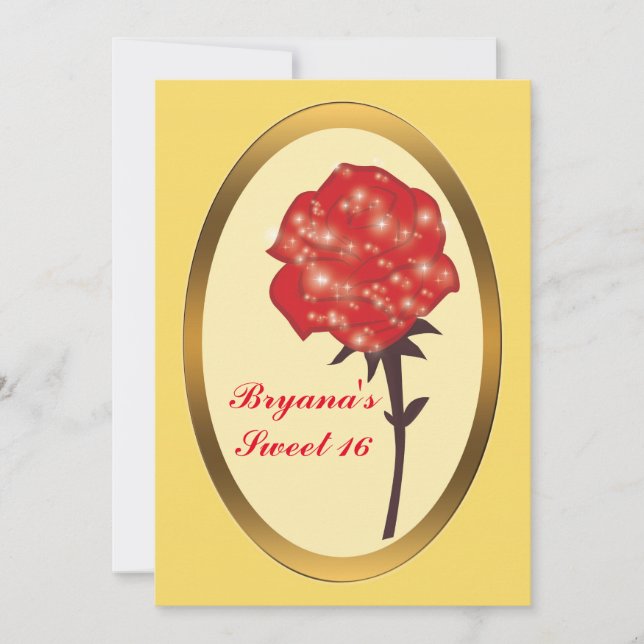 Red Glitter Enchanted Rose Elegant Party Invitation (Front)