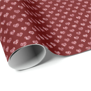 Red Glitter Glam Hearts Wrapping Paper