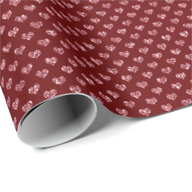 Red Glitter Glam Hearts Wrapping Paper (Roll Corner)