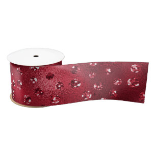 Red Glitter Glam Polka Dots Pattern Satin Ribbon