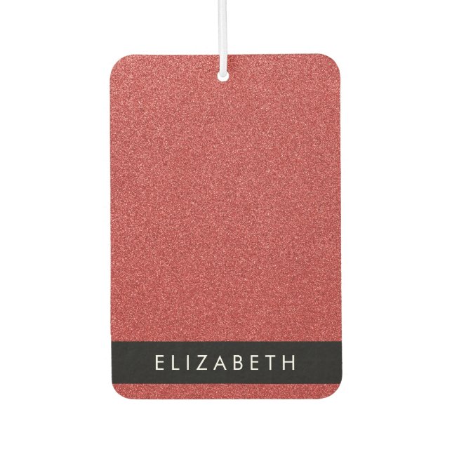 Red Glitter, Glitter Background, Your Name Air Freshener (Front)