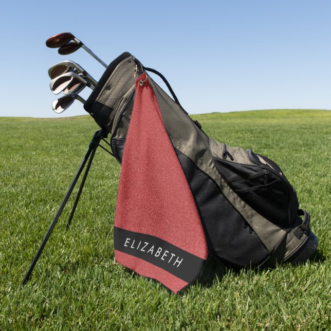 Red Glitter, Glitter Background, Your Name Golf Towel (Green)