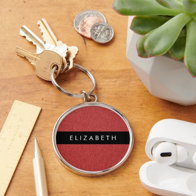 Red Glitter, Glitter Background, Your Name Keychain (Desk)