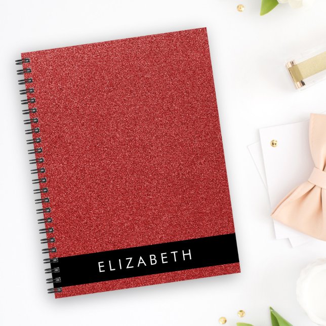 Red Glitter, Glitter Background, Your Name Notebook (Creator Uploaded)