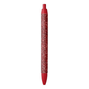 Red Glitter Glitz Black Ink Pen