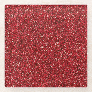 Red Glitter Glitz     Glass Coaster