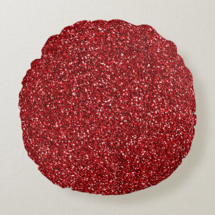 Red Glitter Glitz Round Pillow