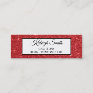Red Glitter Graduation Insert Name Card
