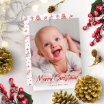 Red Glitter Handwritten Photo Merry Christmas Invitation<br><div class="desc">Simple cute photo Christmas card,  featuring a gold glitter handwritten font,  great for light pictures.</div>